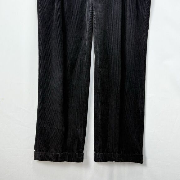 Paul Frederick Mens Pants Black Corduroy Straight Cuffed Pleat Size 36x32 - Picture 5 of 13